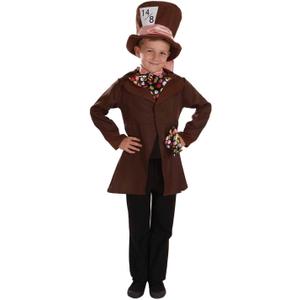 fun shack Mad Hatter Costume Kids, Boys Mad Hatter Costume, Alice in Wonderland Costumes Kids, Boys Halloween Costumes (Medium, Brown)