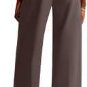 NIMIN Women Wide Leg Pants High Waisted Business Casual Work Trousers Dressy Pants with Pockets (Brown, M)