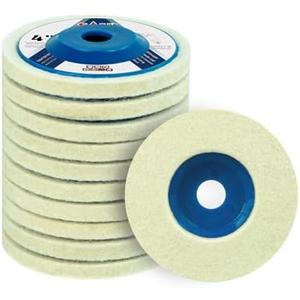 SALI 10 Pcs 4 Inch Wool Felt Polishing Wheel Disc Wool Polishing Wheel Disc for 4" Angle Grinder Felt Grinder Polishing Wheel Arbor 5/8” for Metal, Marble Stone, Furniture, Car