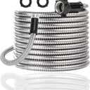 Yanwoo 304 Stainless Steel 30 Feet Garden Hose with Female to Male Connector, Water Hose, Metal Hose, Outdoor Hose (30ft)