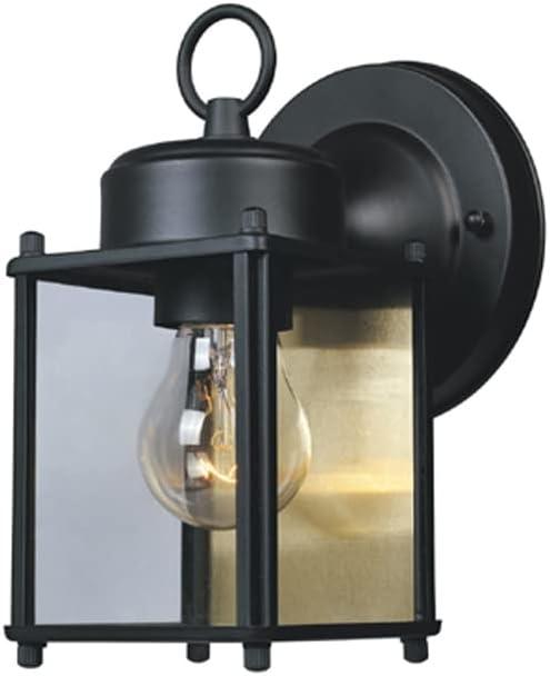 DESIGNERS FOUNTAIN Preston Outdoor Light Fixture, 8 Inch, Exterior Wall Mount Lantern Sconce, Clear Glass Porch Lights for Front Door, Patio, and House Garage, Black, 1161-BK (8 Inch H)