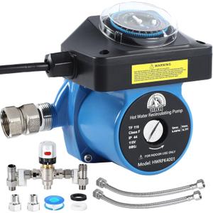 Instant Hot Water Recirculating Pump Kit for Tank Water Heater, Circulation Pump for House with 304 Stainless Steel Adjustable Bypass Valve and Timer, Replace 595916 0955805