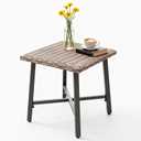 Outdoor Wicker Side Table,Small Square End Table, Patio PE Rattan Side Table Adopt Sturdy Galvanized Steel Frame for Balcony Porch Deck (Brown), 18.1" x 18.1" x 18.1"