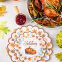 Supernal 60pcs Thanksgiving Plastic Plates Heavy Duty,Fancy Scalloped Plates with Fall Pumpkin and Autumn Maple Leaves, Include 30 Dessert Plate&Dinner Plastic Plate for Thanksgiving Party