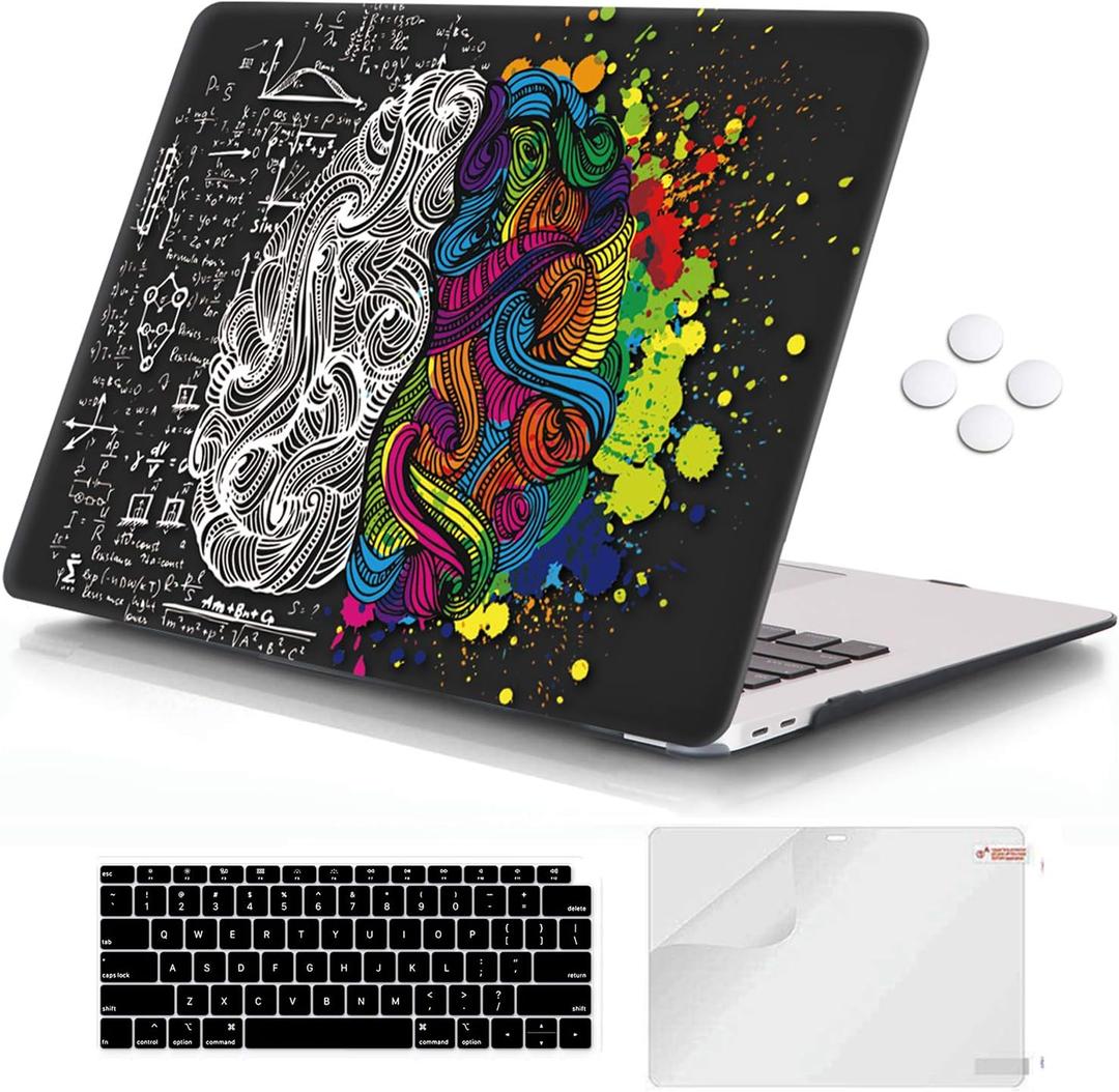 iCasso Compatible with MacBook Air 13 inch Case 2021-2018 Release A2337/A1932/A2179, Hard Shell Case Cover and Keyboard Cover Only for MacBook Air 13'' with Touch ID Retina Display - Brain