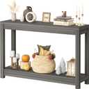 Besiost 47" Farmhouse Wood Entryway Table Narrow Console Table with Storage Behind Couch Sofa Table with Shelves Entry Way Table with Open Storage, Easy Assembly, Grey Walnut, 47"*31.3