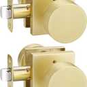 EHOMEWARE 2 Pack Brass Door Knobs, Interior Door Knobs for Bathroom, Bedroom Door Lock, Keyless Privacy Door Knob, Heavy Duty Gold Door Handles, Fit Both Left and Right Hand Doors