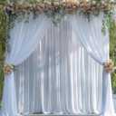 30x10ft Wrinkle Free White Backdrop Curtain for Parties Soft Fabric Drapes Wedding White Curtain Backdrop for Birthday Party Decorations Background for Photography 5x10ft, 6 Panels