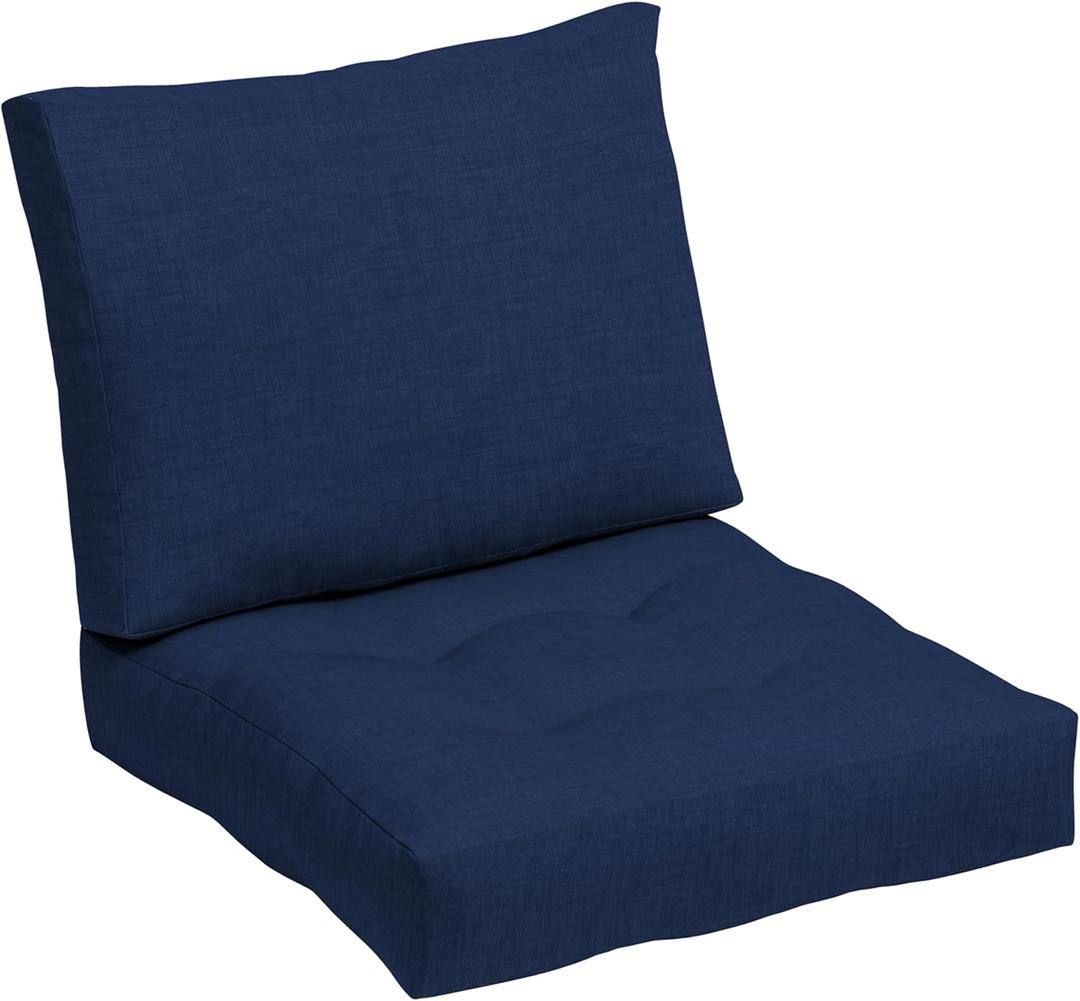 ARDEN Outdoor Plush Modern Tufted Blowfill Deep Seat Set, 24 in x 24 in, Weather-Proof, Rain-Proof, Fade Resistant Patio Cushion, Ultra Cozy 24 x 24, Sapphire Blue Leala