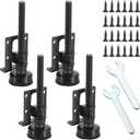 OwnMy 4 Packs Adjustable Furniture Leveling Feets L Shaped Furniture Levelers Legs, Heavy Duty Furniture Mounting Brackets Metal Furniture Leveling Feet for Workbench Cabinet Wardrobe, 4.7" H, Black
