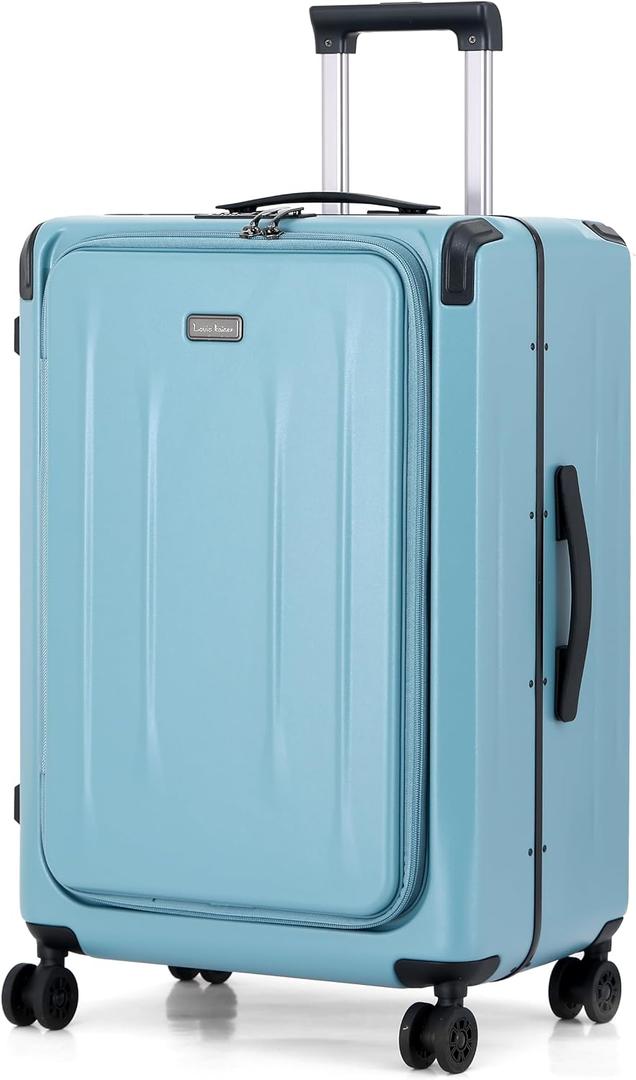 25 Inch Luggage, Top Opening Airline Approved ABS+PC Hard Shell Suitcases with Silent Wheels, TSA Lock,Front Pocket and Wet-dry Separated Six-piece Set(25 inch-Lake Blue)