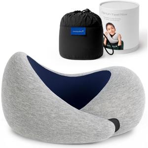 Ostrichpillow Go Neck Pillow, Travel Pillows for Airplanes, Premium Memory Foam Travel Pillow, 360 Ergonomic Design, Asymmetrical Sides, Travel Bag Included, Washable Modal Cover (Onesize, Deep Blue)