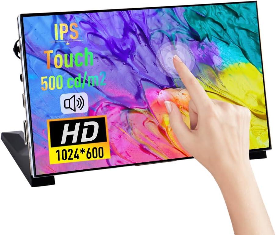 GeeekPi 7 Inch Capacitive Touchscreen for Raspberry Pi, 1024x600 IPS LCD Display with Dual-Speaker, HDMI Portable Monitor for Raspberry Pi 5/Pi 4B/3B+/3B/B+/Zero/400, Win11/10/8/7, Free-Driver
