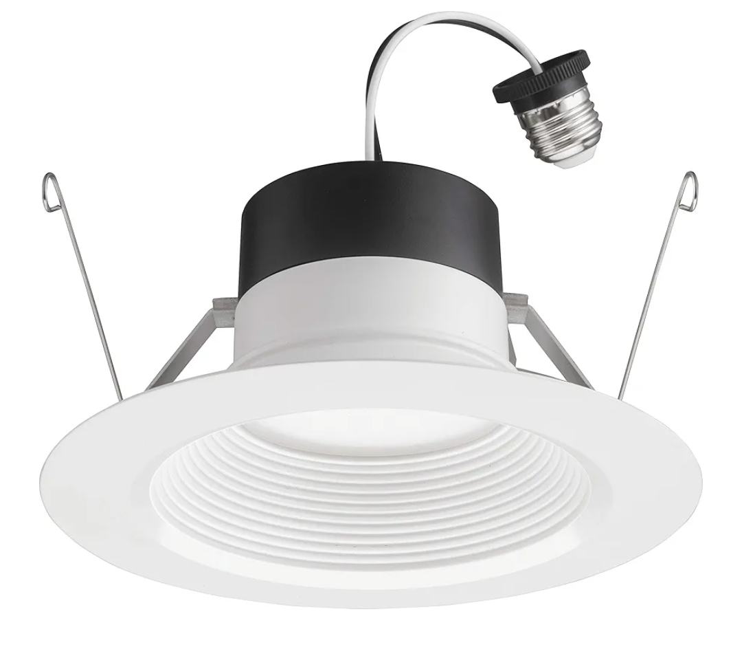 Juno E Series 5"/6" LED Ceiling Light, Baffle Trim Recessed Lighting with 5-in-1 Switchable White Color, 900 Lumens, Wet Rated LED Downlight, Dimmable, White