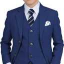 Boys' Suit Kids Formal Tuxedo Suits Set for Boys 6 Piece Dress Clothes Easter Wedding Outfit with Tie Pocket Square, 10, Navy Blue