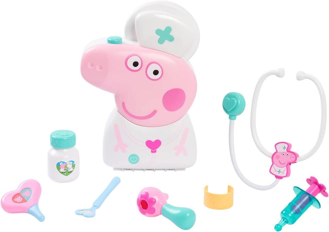 Peppa Pig Checkup Case Set with Carry Handle, 8-Piece Doctor Kit for Kids with Stethoscope, Kids Toys for Ages 3 Up by Just Play