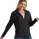 Hanes womens Slub Knit Full-zip Hoodie, Textured Cotton Zip-up T-shirt Hoodie for Women (Black, L)