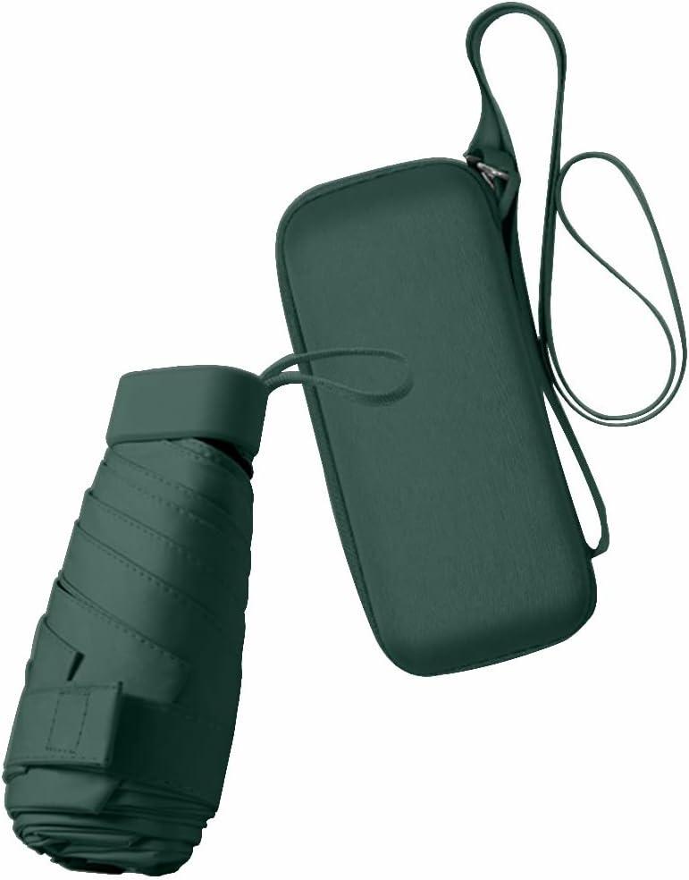 ESUFEIR Travel Sun Rain Umbrella With Case - Compact UV Protection for Walking, Lightweight & Portable Windproof Parasol for Women and Men (Dark Green)