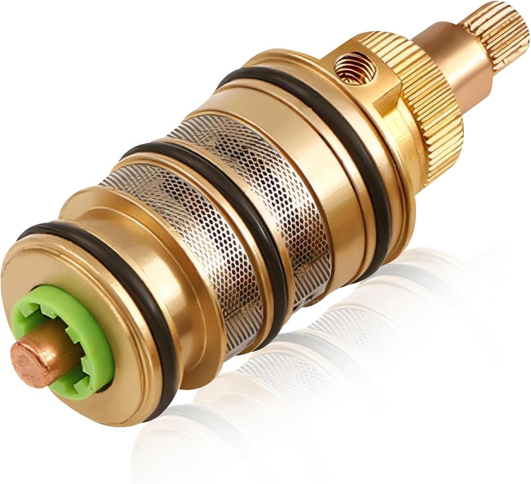 Brass Thermostatic Cartridge Valve, Brass Thermostatic Shower Cartridge, Copper Thermostatic Valve Spool Faucet, Replacement Thermostatic Cartridge for Shower, Bath, Kitchen
