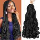 WIPPORYA French Curly Braiding Hair 24 Inch 6 Packs Black Loose Wave Bouncy Crochet Hair Pre Stretched 100g/pack Yaki Curly Braiding Hair for Black Women Hair Extensions (1B)