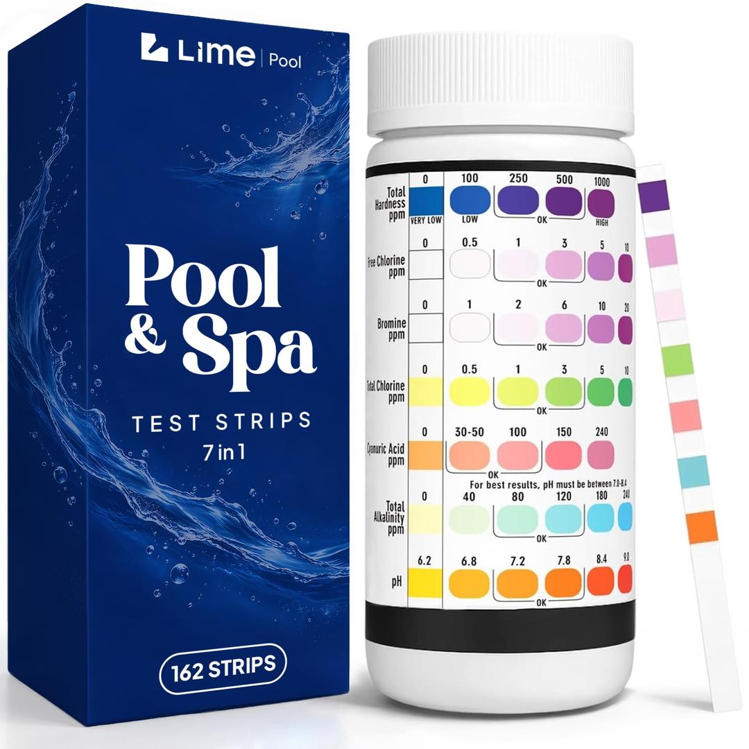 162 Pcs 7-Way Hot Tub, Spa & Pool Test Strips - Accurate Readings in 15 Seconds