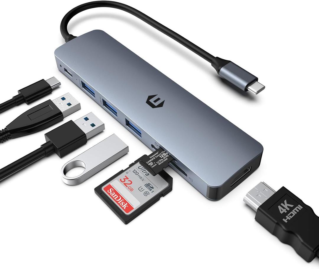 7 in 1 USB C HUB,Oditton Port Multiport Adapter Hub with HDMI, 100W PD, 3 x USB 3.0 Ports, SD and Micro SD Card Reader, Compatible for USB C Laptops Dell XPS/HP/Surface and Other Type C Devices