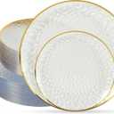 ISFANGCO 72Pcs Clear Plastic Plates with Gold Rim, Clear Disposable Plates, Hammered Party Plate Includes 36 Dinner and 36 Dessert Plates for Party & Wedding