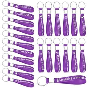 Siifert 24 Pcs Inspirational Keychains Bulk Silicone Motivational Key Chains Appreciation Thank You Gifts for Teacher Staff