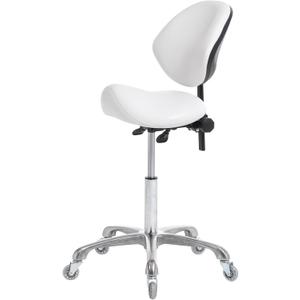 Ergonomic Saddle Stool Rolling Adjustable, Hydraulic Heavy-Duty (350 lbs) Stool Chair for Dental Lab Salon Massage Studio Office(White, With Backrest)