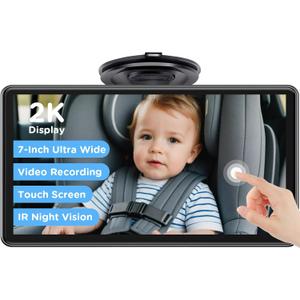 7" Touchscreen Baby Car Mirror, Baby Car Camera HD 1440P, View Infant in Rear Facing Seat with 150Wide Angle, Night Vision, Easy Setup, Fits Most Cars