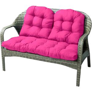 Reyox Outdoor Chair Cushions Set of 3, Waterproof Patio Loveseat Cushions with Ties, Thickened Replacement Cushions for Wicker Furniture Hot Pink 3 PCS