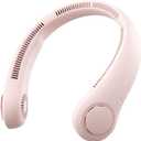 JISULIFE Portable Neck Fan, Hands-Free Bladeless, 5 Speeds, 4000 mAh Battery Operated Wearable Personal Fan, Twistable, Rechargeable, Gift for Women Men-Pink