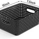 9-Pack Plastic Woven Storage Baskets Set - Black Organizer Bins for Shelves, Kitchen Pantry, Bathroom, Office | 10.1"L x 7.55"W x 4.1"H | Multi-Purpose Shelf Basket Organizers