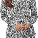 storeofbaby Girls Casual Long Sleeve Shirts Round Neck Tops Loose Fit Tunic Blouses (13-14 Years, B Flo Black)