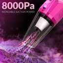 ThinkLearn Car Cleaning Kit, Car Vacuum Detailing Kit Interior with High Power Handheld Vacuum, Including 7Pcs Detailing Brush Set, Windshield Cleaner, Pink Car Accessories for Women