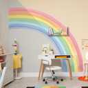 55"x63" Large Rainbow Wall Stickers, Mural Watercolor Half Rainbow Wall Decals Peel and Stick Vinyl Wall Art Decor for Girls Bedroom Kids Nursery Living Room Playroom Toddler