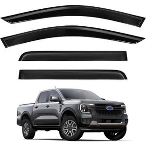 Tape-On Rain Guards for Ford Ranger 2024 2025 2026, Side Window Deflectors Window Visor Rain Guards Compatible with Ford Ranger Accessories 2024-2026