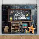 Back to School Backdrop 10x8ft Classroom Chalkboard Bookshelf Photography Background for Classroom Decorations Online Teaching Teachers Students Photoshoot Background