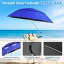 2 Pack 40.9'' Beach Chair Umbrella with 360 Adjustable Canopy & 270 Flexible Clamp, Double Canopy Sun Protection for Wheelchair, Patio, Golf Cart, Camping