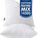 MIULEE Euro Pillow Inserts 26x26 Inch Set of 2, Feather Mix Polycotton with Cotton Fabric Square Decorative Throw Pillows for Couch Bed Sofa
