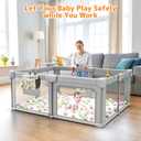 Foldable Baby Playpen with Mat, 71"x59" Playpen for Babies and Toddlers, Large Collapsible Play Pen, Portable Safe Play Yard with Gate, Breathable Mesh, Anti-Fall