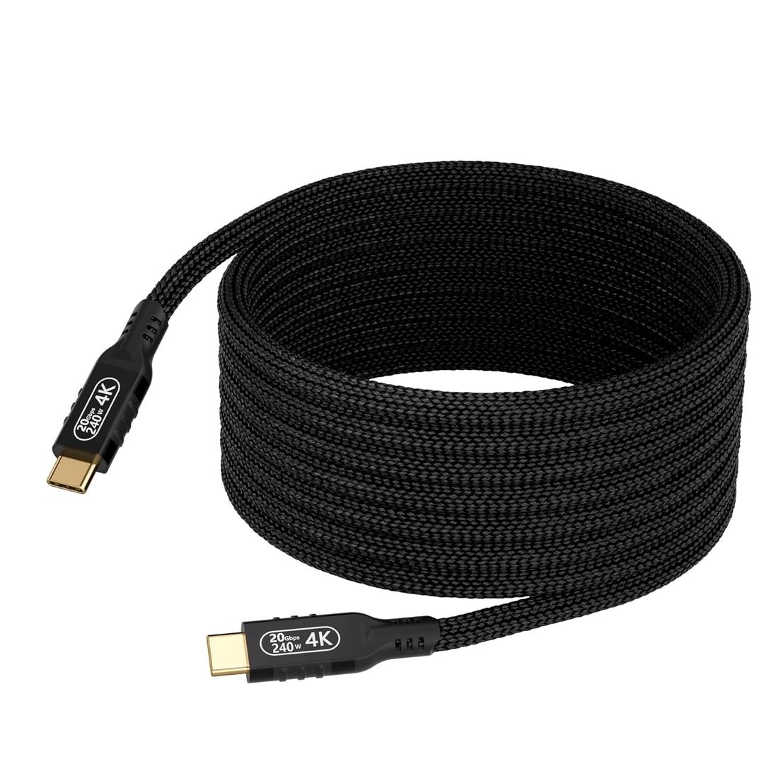 USB c 3.2 gen 2 Data Transfer 20 Gbps Cable 10ft/3musbc Nylon Long Fast Charging Cable 240 Watt, USB c 4K Video Cable Compatible laptops, Smartphone, Monitor.