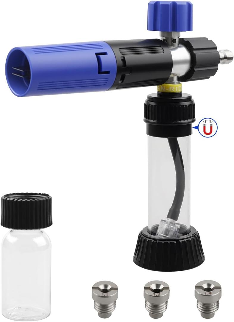 Mini Magnetic Suction Foam Cannon Fit for Most Car Washing Accessories Foam Cannon for Pressure Washing Accessories Washer with 1/4'' Quick Connector Adjustable Nozzle