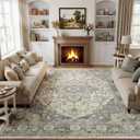 Washable Area Rug 8x10, Vintage Floral Carpet