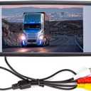 4.3 inch Car Video Monitor Auto Rear View Mirror LCD Screen 12V-24V Universal Mount Clip-On Current Mirror for Backup Camera/Front Camera/Media Player/Safety Driving 2 Ways RCA Input