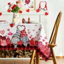 Horaldaily Valentine Tablecloth 60104 Inch Rectangle, Gnomes Truck Red Buffalo Plaid Washable Table Cover for Party Picnic Dinner Decor