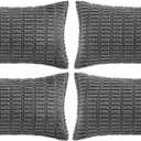 Fancy Homi 4 Packs Dark Grey Decorative Throw Pillow Covers 12x20 Inch for Couch Bed, Rustic Modern Farmhouse Boho Home Decor, Soft Plush Corduroy Gray Cute Square Accent Cushion Case 30x50 cm