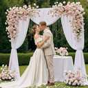 OurWarm 8.2 Ft Adjustable Wedding Backdrop Stand, 2-in-1 Floor Arch & Over-the-Table Rod, Gold Metal Square Background Frame, Photo Backdrop Balloon Arch Stand for Birthday Party Baby Shower Decor