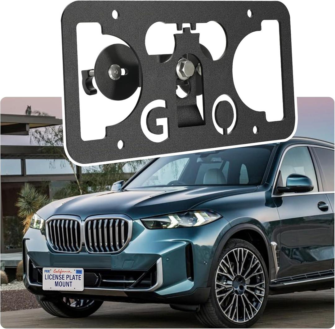 No Drill License Plate Holder Compatible with BMW X5 [G05] 2019-2025 Front Grille License Plate Mount Bumper Bracket Holder Car Tag Frame Adapter Accessories