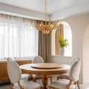 22 Modern Chandelier Brass Adjustable Classic Pendant Light Gold Leaf Foral Contemporary Pendant Lighting Fixtures for Dining Room Kitchen Island Living Room, UL Listed